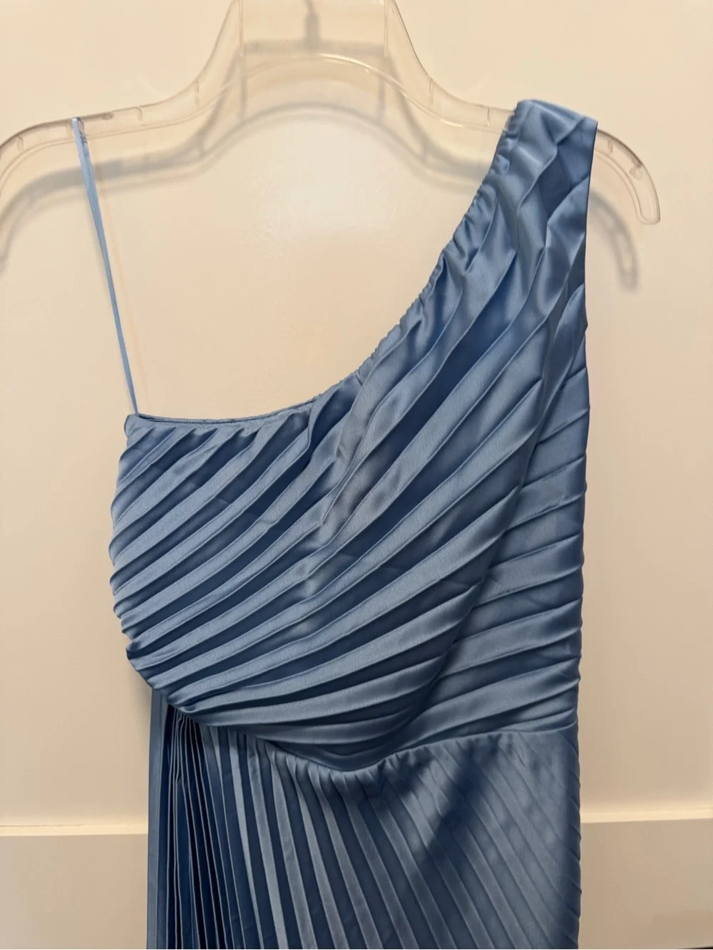 NWT Abercrombie Small Baby Blue Giselle Pleated One Shoulder Maxi Dress Wedding
